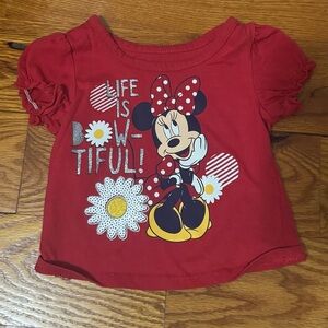 Disney Red Short Sleeve Tees with Graphic Designs